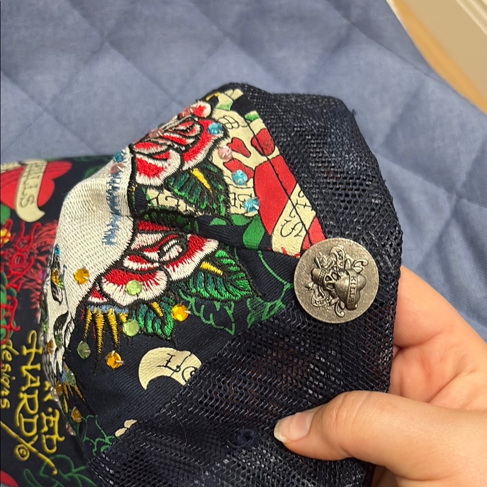 Ed Hardy Multicolor Skull and Roses Cap - Picture 4 of 4